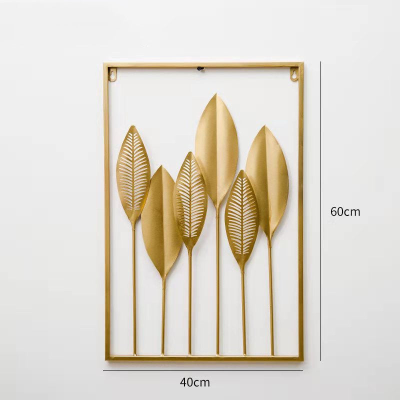 Wrought Iron Wall Art Hanging | Large Metal Leaf Ornament for Living Room Decor