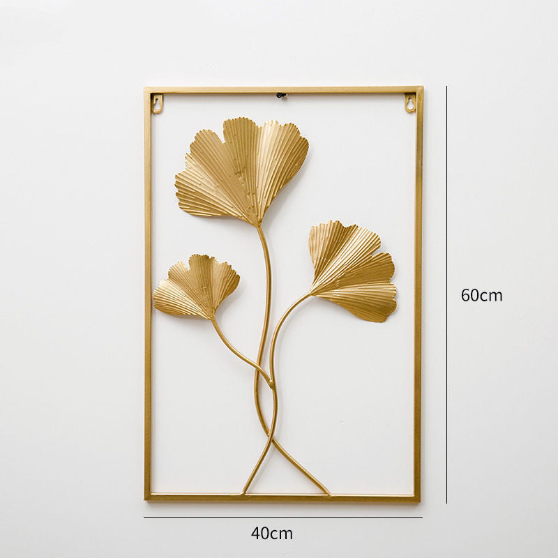 Wrought Iron Wall Art Hanging | Large Metal Leaf Ornament for Living Room Decor