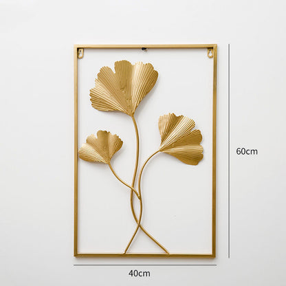 Wrought Iron Wall Art Hanging | Large Metal Leaf Ornament for Living Room Decor