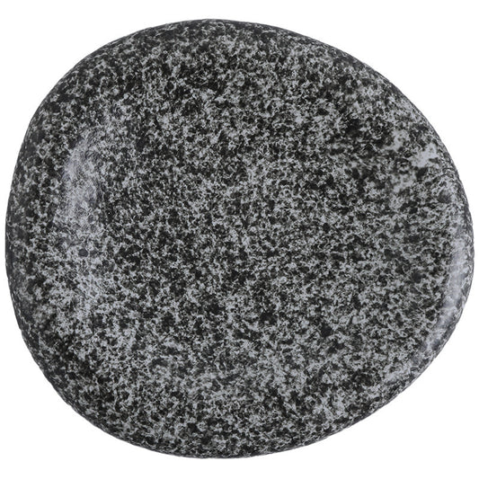 Handmade Irregular Ceramic Plate | Japanese Minimalist Marble Dinner Plate for Modern Dining