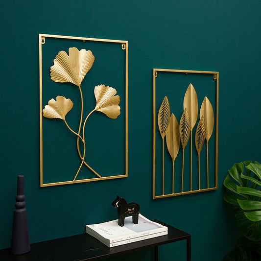 Wrought Iron Wall Art Hanging | Large Metal Leaf Ornament for Living Room Decor