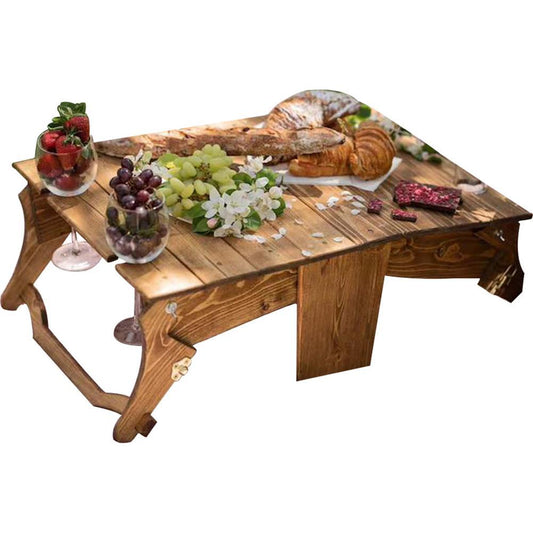 Portable Picnic Basket with Wooden Table | Foldable Outdoor Storage Box for Camping & Beach