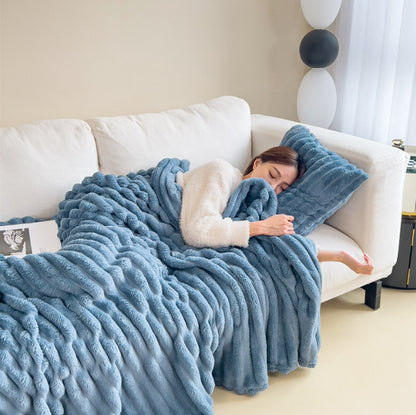 Luxury Faux Rabbit Fur Blanket | Super Soft Double-Sided Velvet Throw for Bed & Couch