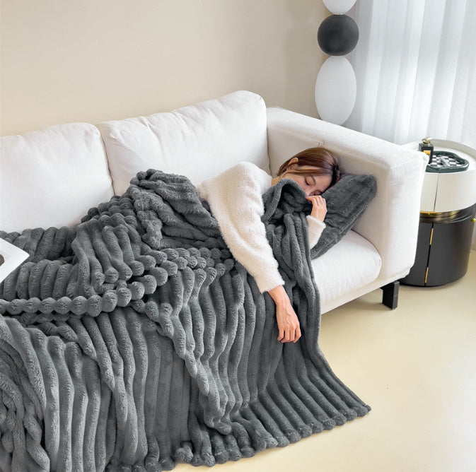 Luxury Faux Rabbit Fur Blanket | Super Soft Double-Sided Velvet Throw for Bed & Couch