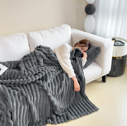 Luxury Faux Rabbit Fur Blanket | Super Soft Double-Sided Velvet Throw for Bed & Couch