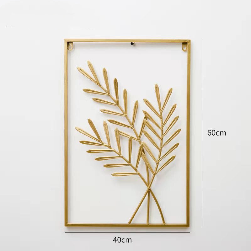 Wrought Iron Wall Art Hanging | Large Metal Leaf Ornament for Living Room Decor