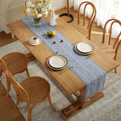 Bohemian Striped Table Runner for Dining Room | Handwoven Tassel Decoration