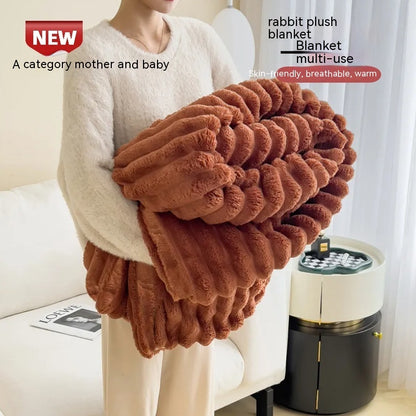Luxury Faux Rabbit Fur Blanket | Super Soft Double-Sided Velvet Throw for Bed & Couch