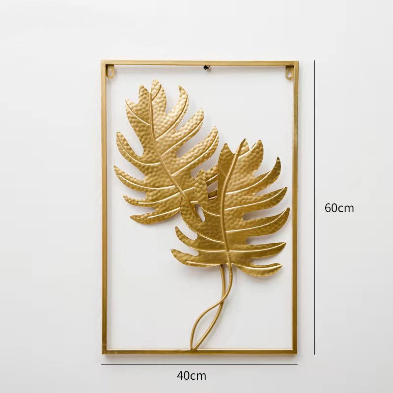 Wrought Iron Wall Art Hanging | Large Metal Leaf Ornament for Living Room Decor