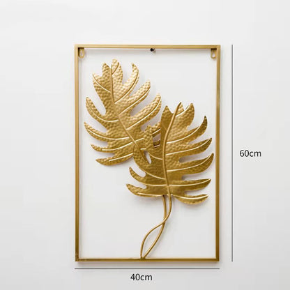 Wrought Iron Wall Art Hanging | Large Metal Leaf Ornament for Living Room Decor