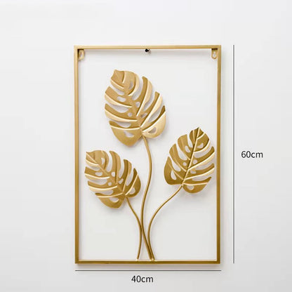 Wrought Iron Wall Art Hanging | Large Metal Leaf Ornament for Living Room Decor