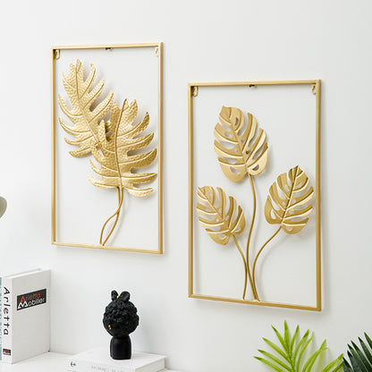 Wrought Iron Wall Art Hanging | Large Metal Leaf Ornament for Living Room Decor
