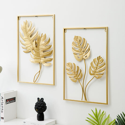 Wrought Iron Wall Art Hanging | Large Metal Leaf Ornament for Living Room Decor