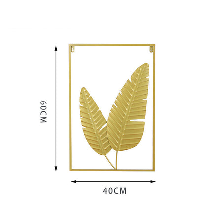 Wrought Iron Wall Art Hanging | Large Metal Leaf Ornament for Living Room Decor