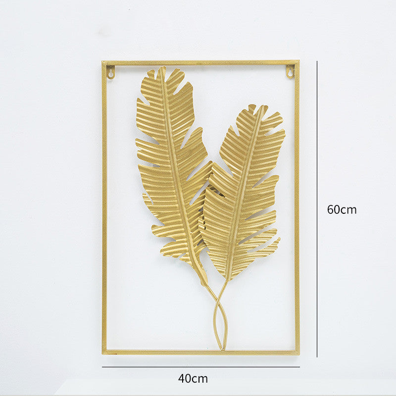 Wrought Iron Wall Art Hanging | Large Metal Leaf Ornament for Living Room Decor