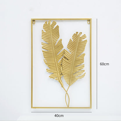 Wrought Iron Wall Art Hanging | Large Metal Leaf Ornament for Living Room Decor