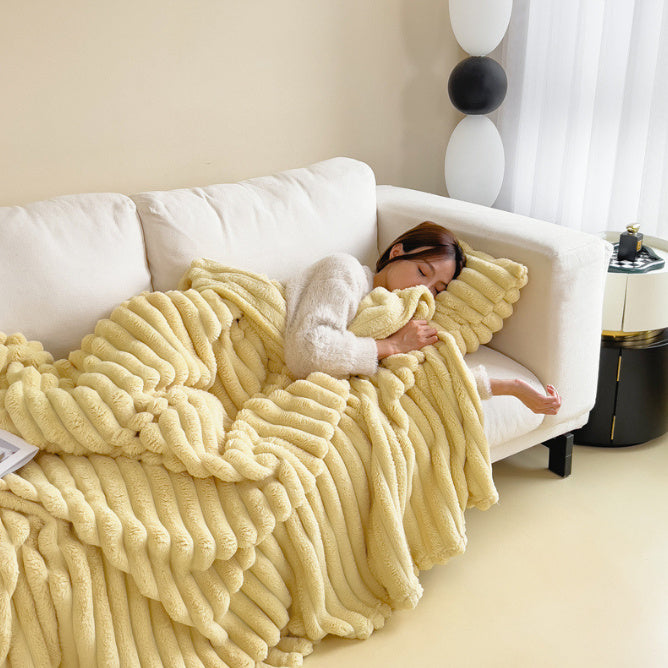 Luxury Faux Rabbit Fur Blanket | Super Soft Double-Sided Velvet Throw for Bed & Couch