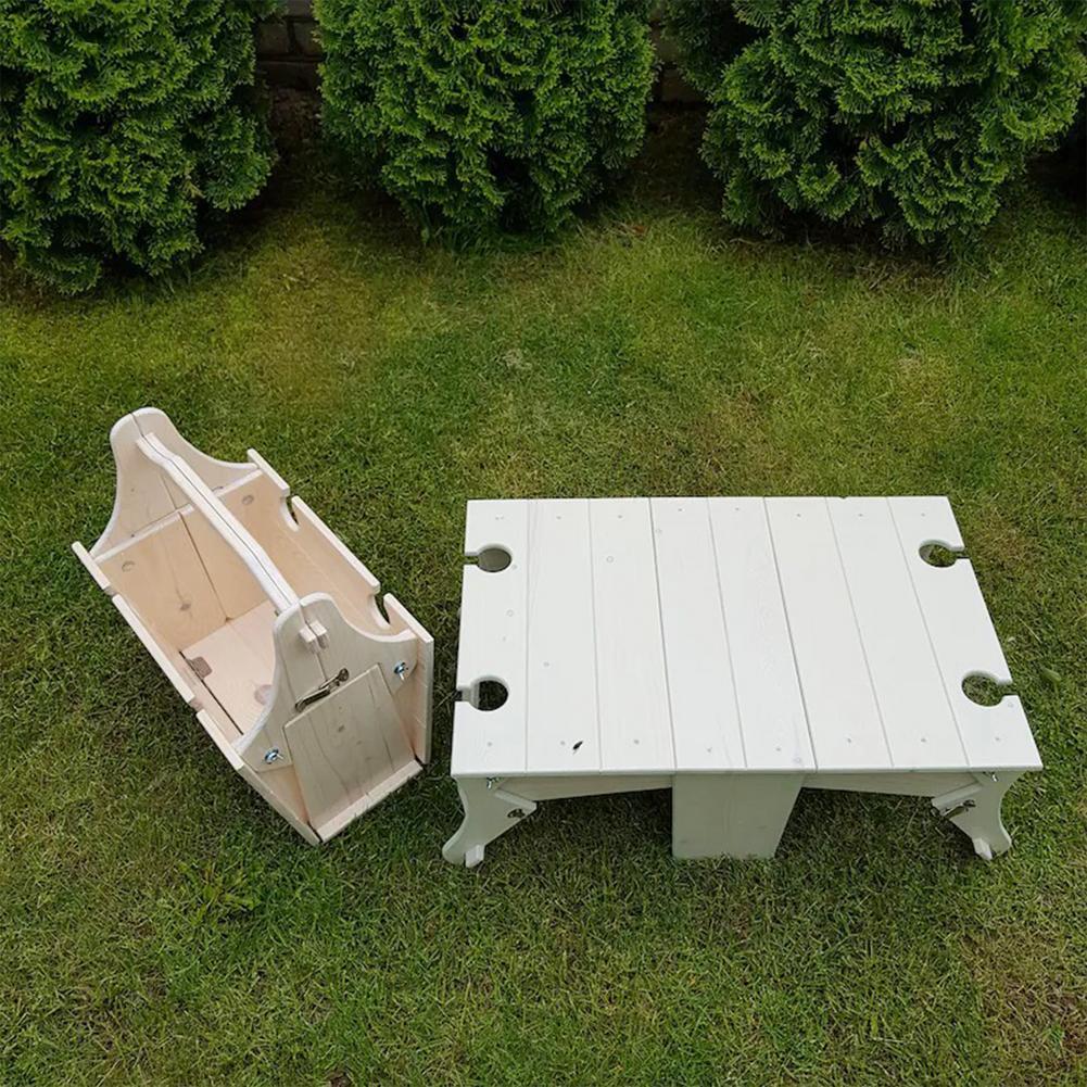 Portable Picnic Basket with Wooden Table | Foldable Outdoor Storage Box for Camping & Beach