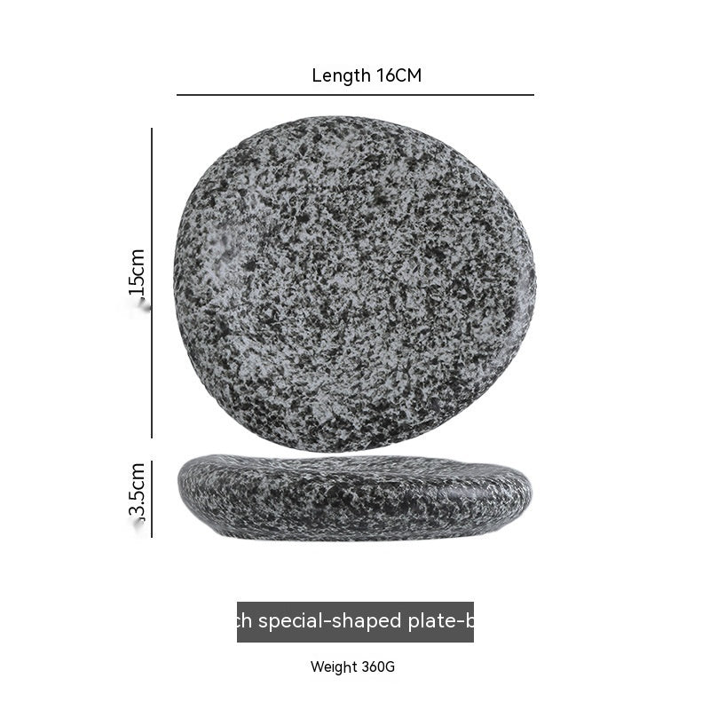 Handmade Irregular Ceramic Plate | Japanese Minimalist Marble Dinner Plate for Modern Dining