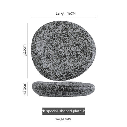 Handmade Irregular Ceramic Plate | Japanese Minimalist Marble Dinner Plate for Modern Dining