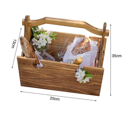 Portable Picnic Basket with Wooden Table | Foldable Outdoor Storage Box for Camping & Beach