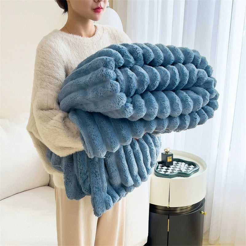 Luxury Faux Rabbit Fur Blanket | Super Soft Double-Sided Velvet Throw for Bed & Couch